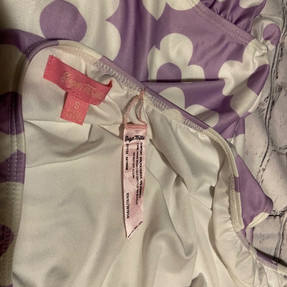 Sugar Thrillz Ruffle Retro Flower 1pc  Swim Suit, Size L - Picture 9 of 9